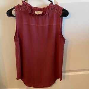 LOFT Women's Ruffled Dark Rose Blouse